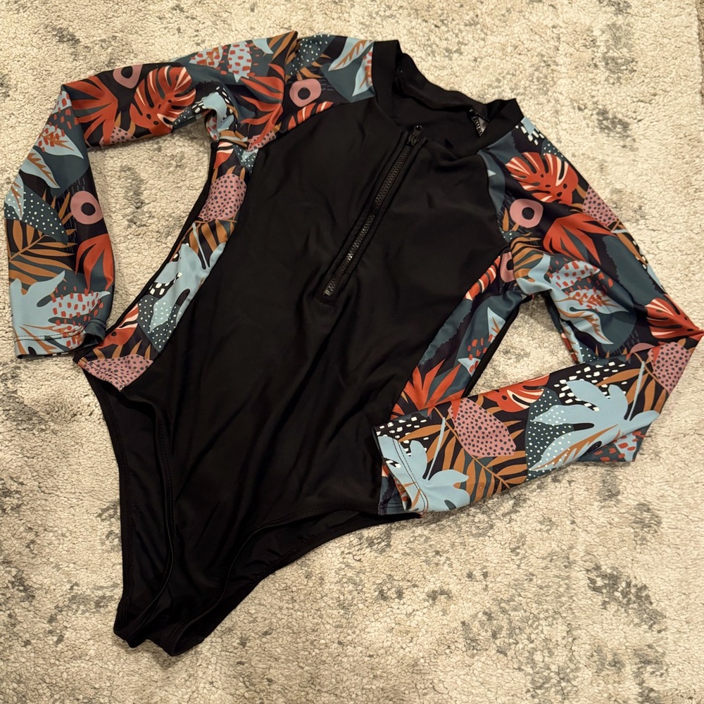 ⚡️Tropical Zipper Long Sleeve One Piece Swimsuit